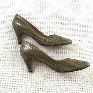 Genuine Reptile Pumps Sage's Bootery This Cort LTD Vintage Green Brown Heels 7.5